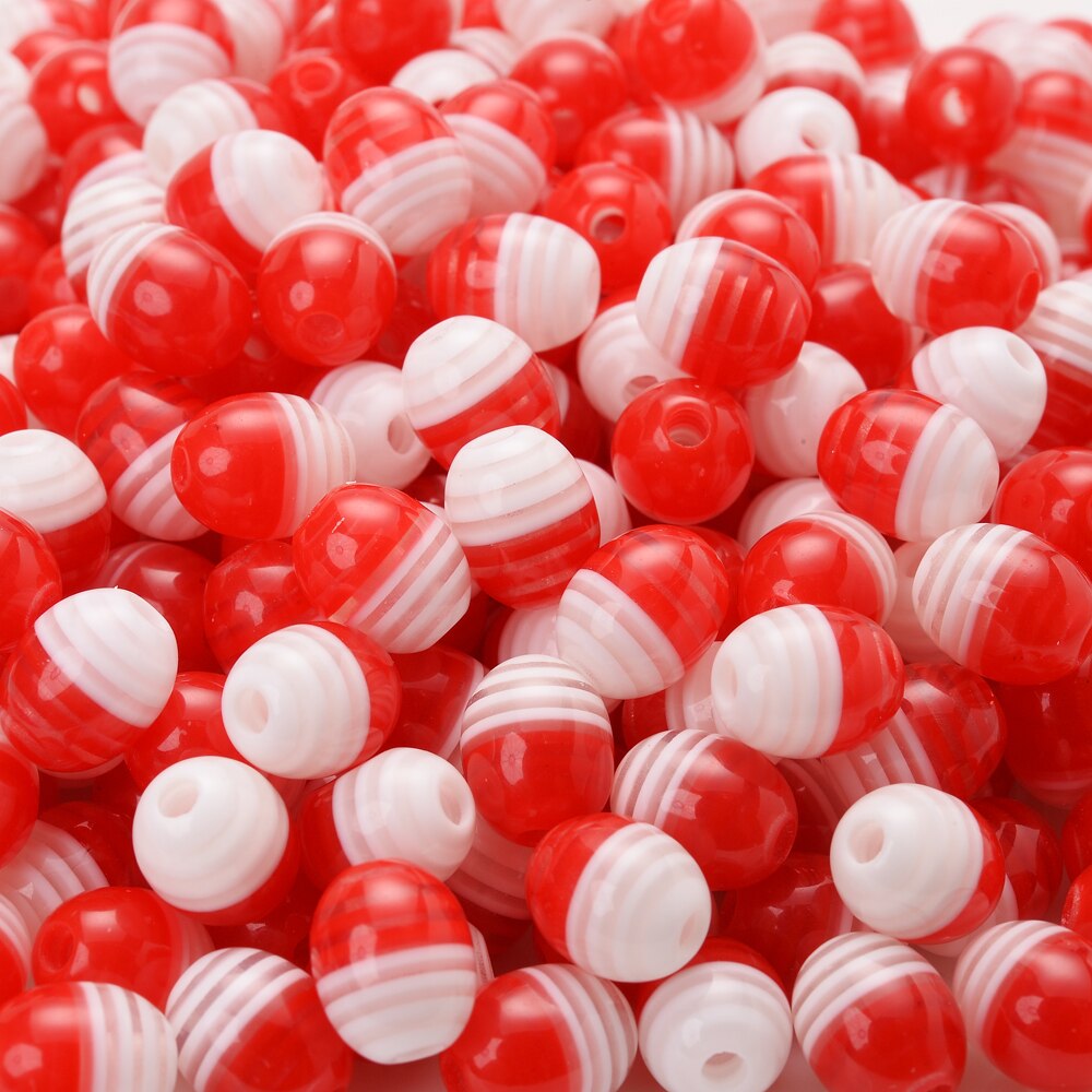 30 stück 8 x 10mm farbige acryl-streifenperlen, Oval, weiß, bunte mischung, abstandshalterperlen für schmuckherstellung, diy-armbänder, handgefertigte schmuckteile: 2