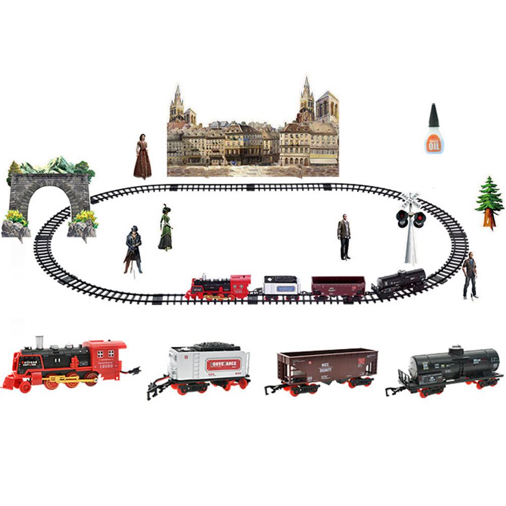 Trein Sets Oplaadbare Classic Stoomtrein Speelgoed Set Elektrische Rook Afstandsbediening Track Voor Kinderen Speelgoed Set X Mas