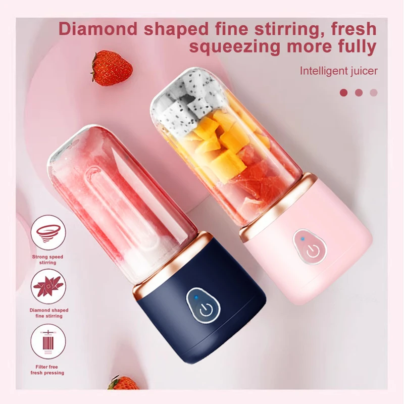 Xiaomi Draagbare Juicer Cup 400ML voor Shakes Smoothies Oplaadbare USB Reizende Fruitpers Dubbele Cup Fruitblender