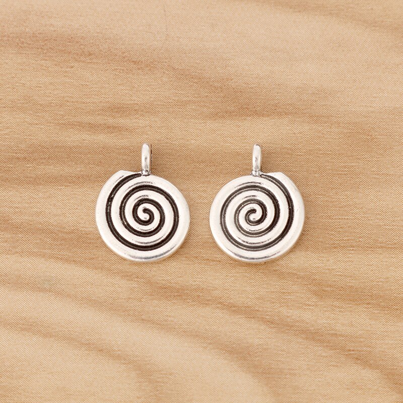 20 Stuks Tibetaans Zilveren Swirl Vortex Spiral Bedels Kralen 2 Zijdig Voor Sieraden Maken Accessoires 16x12mm