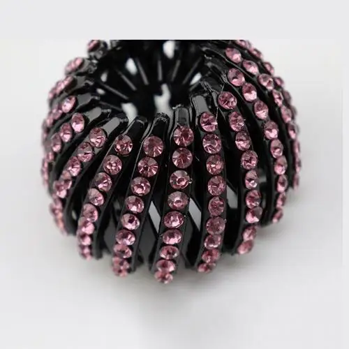 Frauen Haar Clips Kristall Vogel Nest Haar Klaue Brötchen-hersteller Hairgrip Haarnadeln Mädchen Pferdeschwanz-Halfter Klemmen Headwear Haar Zubehör: Pflaume