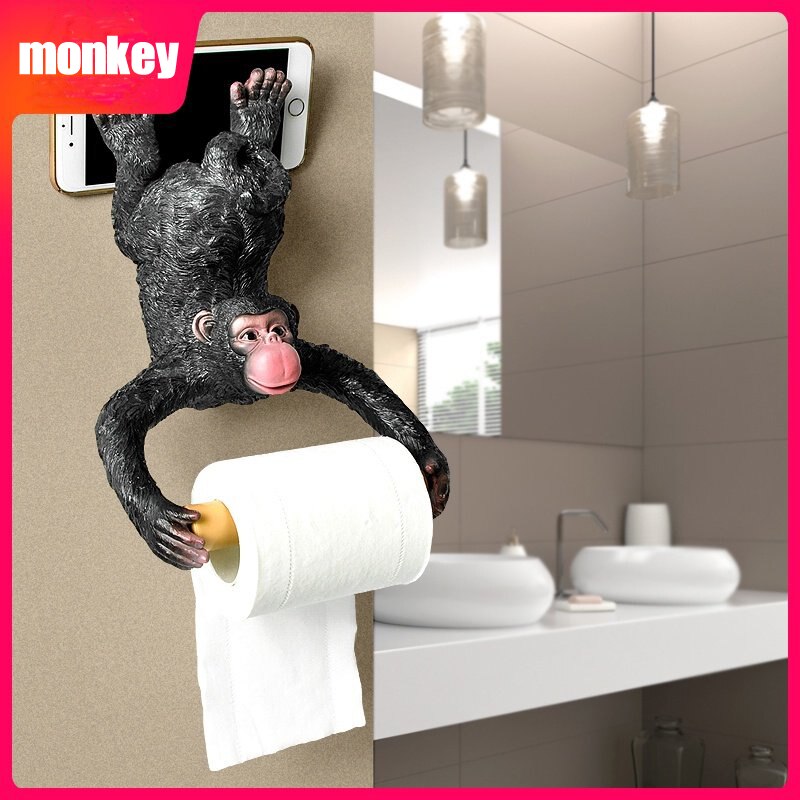 European style bathroom monkey tissue holder Roll holder Toilet paper holder Resin waterproof paper holder wall hanging funny
