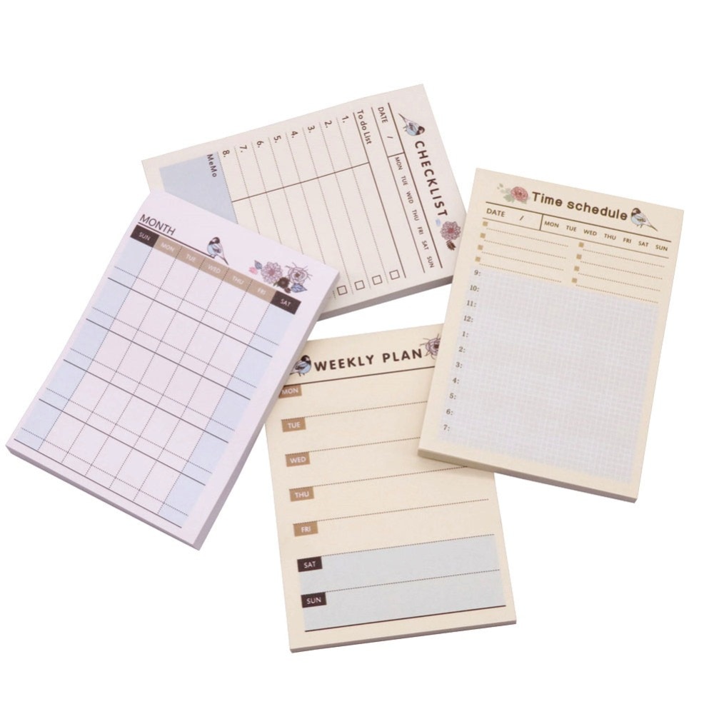 1 Pcs Time Schedule Checklist Weekly Plan Month Four Styles Are Available 58-60 Sheets 101 * 72 * 7mm Student Office Notes Paper
