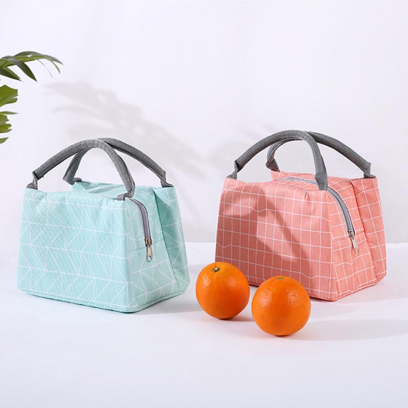 Leisure Vrouwen Draagbare Kleine Lunch Tas Canvas Streep Geïsoleerd Koeltassen Thermische Voedsel Picknick Lunch Zakken Kinderen Lunchbox Tas tot