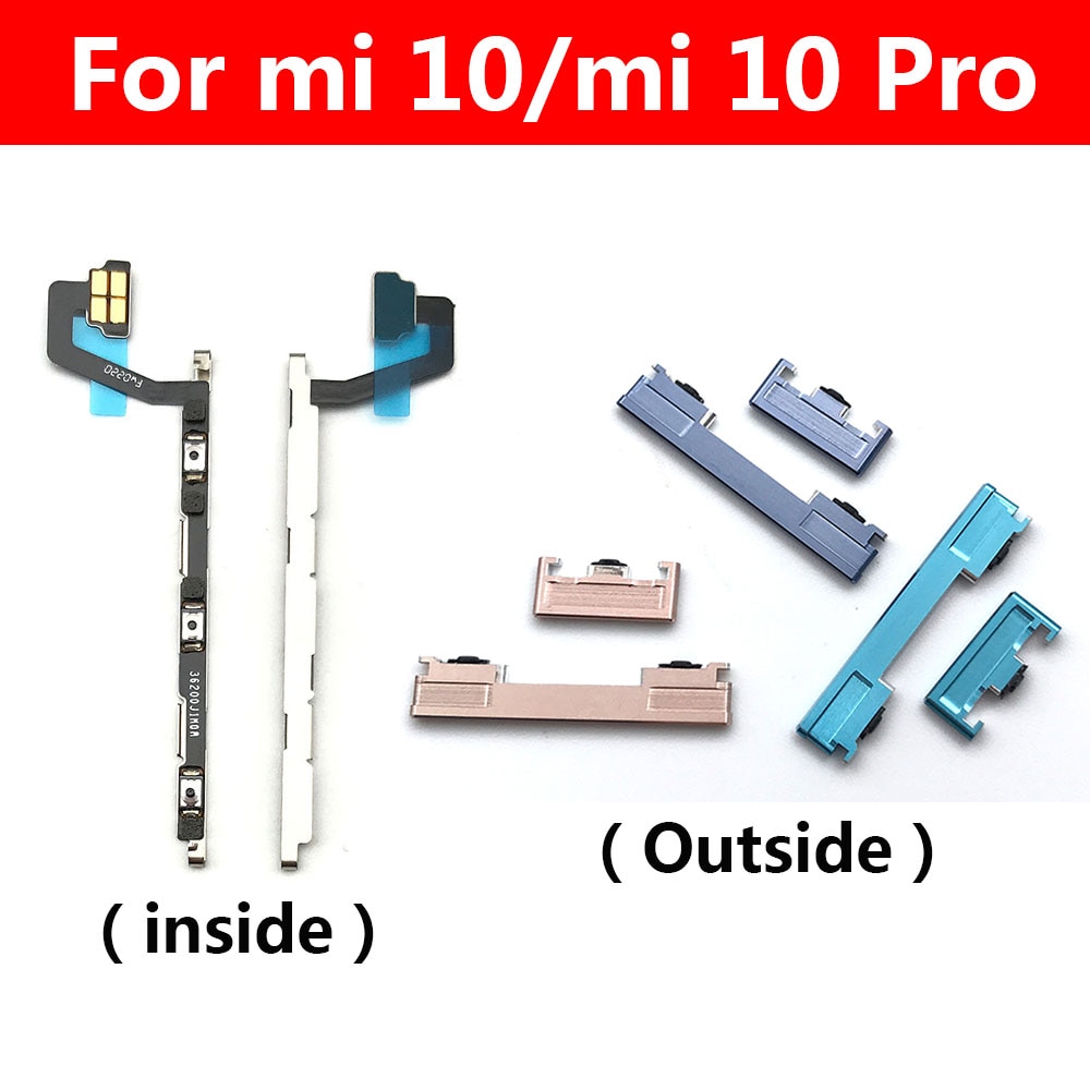 Power Button Key Voor Xiaomi Mi 10 Pro Volume Knop Side Key Flex Vervanging