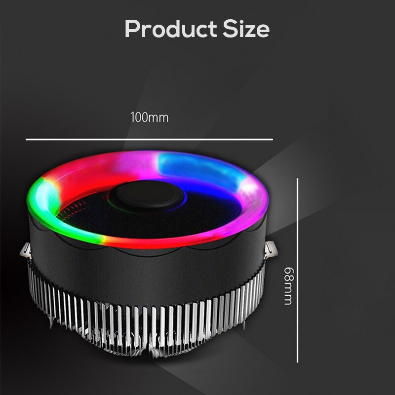 Universal Computer CPU Cooler Radiator Led Heat Sink AMD Intel Silent 3Pin PC CPU Cooling Cooler Heatsink Fan cooler processador