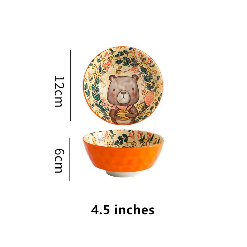 Cute Cartoon Ceramic Plate Home Flat Plates Dinner Serving Main Dish Food Dish Plate Pottery Dish Salad Platter Dish Dinnerware: Cute Bear Bowl