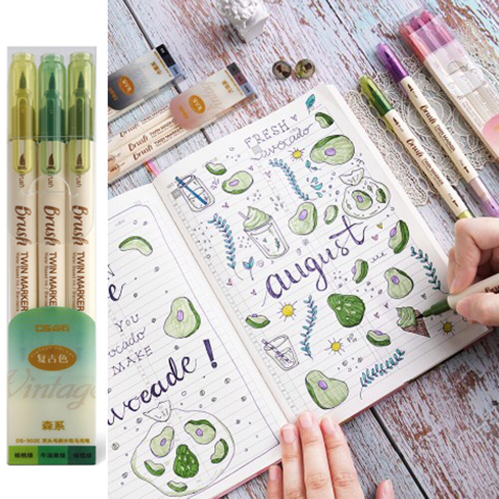 Kolor mazak zestaw pędzelków dwustronnie cienka wkładka woda tusz Blendable akwarela farba rysunek szkoła