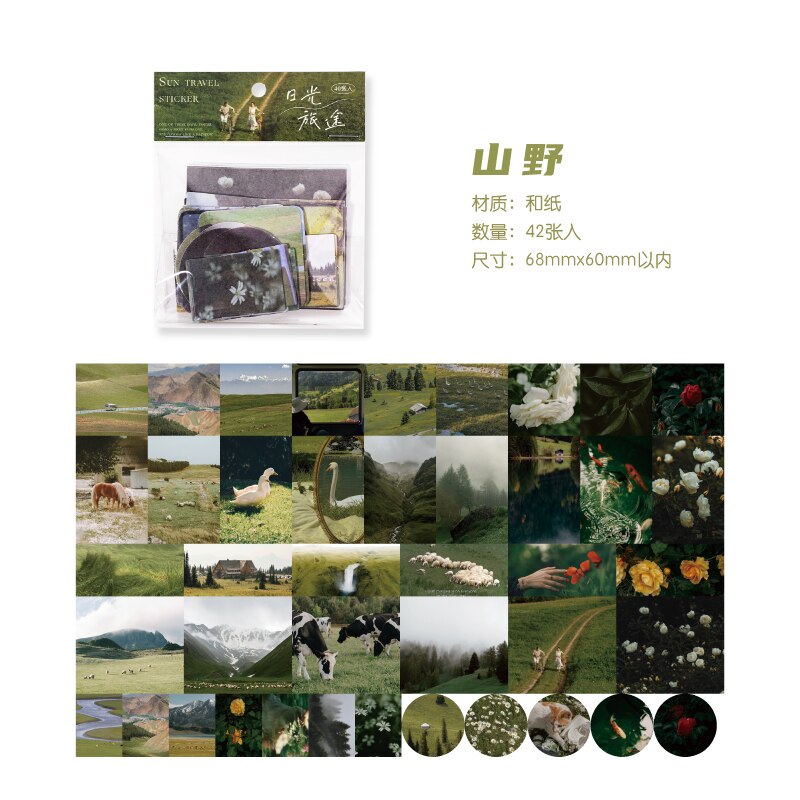 Yoofun 42pcs Kawaii Aesthetic Arts Sticker Unrepeated Patterns Cute Decor Paper for Collage Junk Journals DIY Stationery: a
