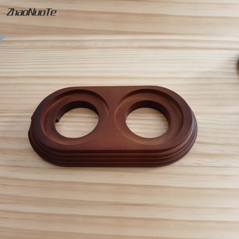 Retro Switch Socket Wooden Base EU Socket 1-3 Gang Wooden Base Brown Primary Wood Color Switch Accessories Hole Diameter 72mm