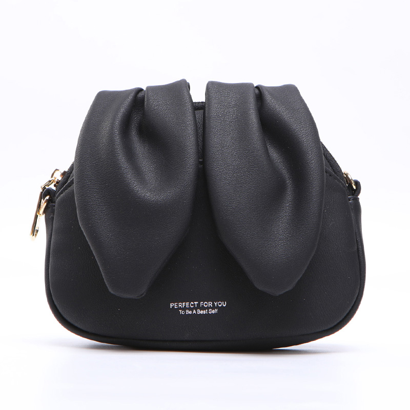 Sommer Kleine Schulter Taschen Frauen Niedlichen Kaninchen Weiche Leder Damen Bote Bolsa Sack Weiblichen Crossbody-tasche NEUE: Schwarz