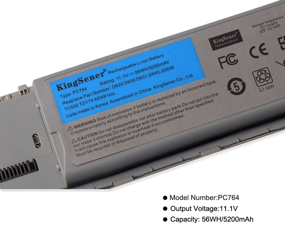 KingSener Korea Cell Battery For Dell Latitude D620 D630 D631 JD775 JY366 KD489 KD491 KD492 KD494 KD495 NT379 PC764 PC765