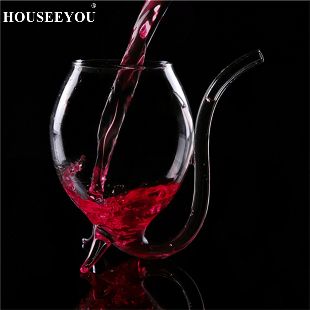 HOUSEEYOU Creatieve 300ML 2 Stuks Duivel Rode Wijn Glas Transparante Beker Mok Met ingebouwde Drinken Buis Stro Water cup voor Huis Bar