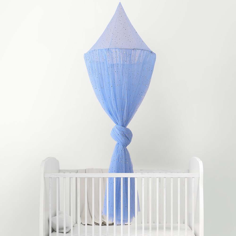 Baby Bed Curtain Ins Tide Summer Rainbow Dome Mosquito Net Anti-mosquito Free Installation Children's Cute Multicolor Bedding: Blu