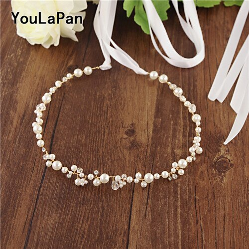 YouLaPan SH03-G Jeweled Bridal Belt Trim Crystal Wedding Ivory Sash Belt Ribbon Sash Belt Thin Bridal Crystal Belt for Bride: White ribbon