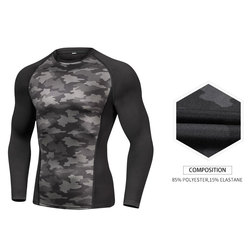 Outto Männer der Basis Schicht Radfahren Warme Lange Sleeve Crew Thermische Fitness Lauf Gym Compression Top N59Y