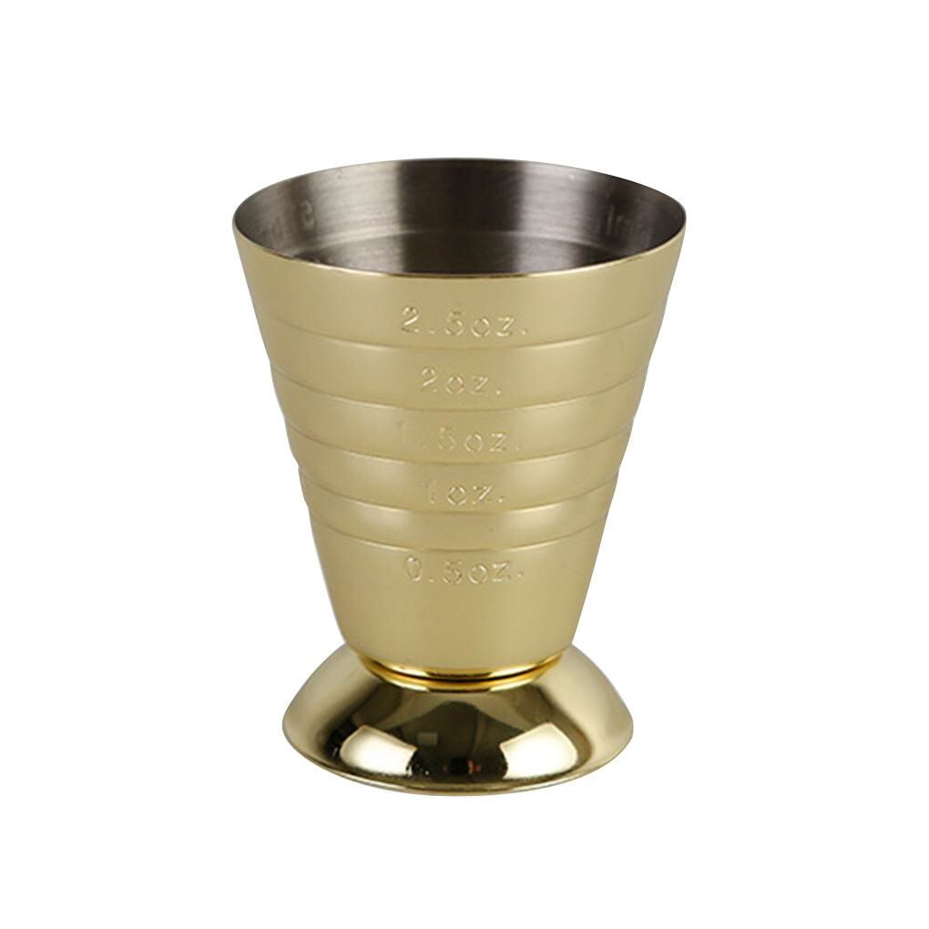 1Pieces Measuring Shot Cup Ounce Jigger Bar Cocktail Drink Mixer Liquor Measuring Cup Measurer Milk Coffee Mug Stainless Steel: gold