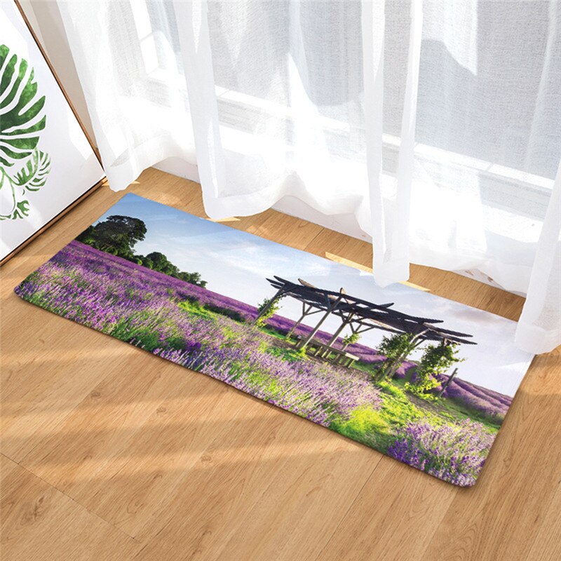 Peinture à la lavande antidérapante flanelle | 40x60cm, tapis de salle de bain, d'absorption d'eau, tapis de sol, tapis de porte, directe: 5