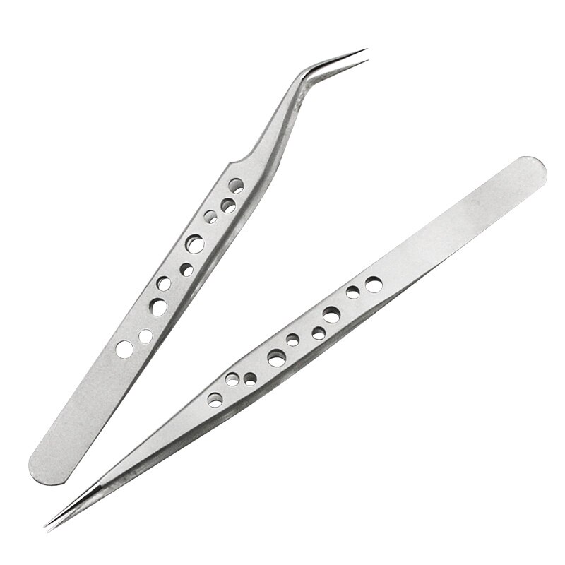 1PC Electronics Industrial Tweezers Anti-static Curved Straight Tip Precision Stainless Steel Forceps Repair Hand Tools Sets