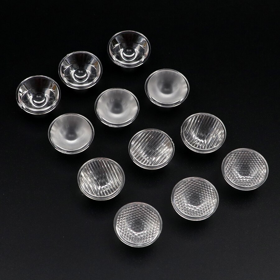 3 stk 20mm 5 15 30 45 60 80 90 120 grader pmma led linse reflektor kollimator til 1w 3w 5w 5050 led diode chip lys pære
