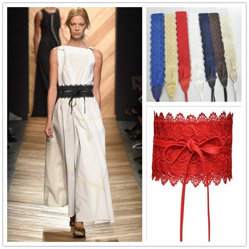 Women Lady Stretch Buckle Waist Belt Wide Lace Elastic Waistband Wide Corset Lace Belt Female Wedding Dress Waist Band