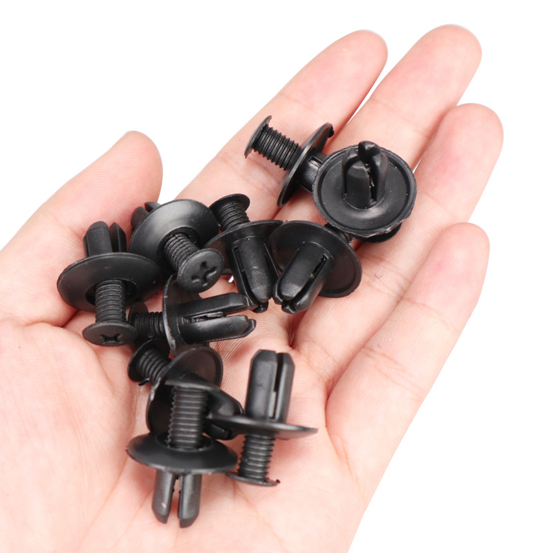 Remaches de plástico de 8mm/6mm, tornillos de sujeción para guardabarros de coche, tornillos para parachoques, Clips, remaches, agujero de 8mm, Clip de pasador de empuje de plástico, accesorios para coche