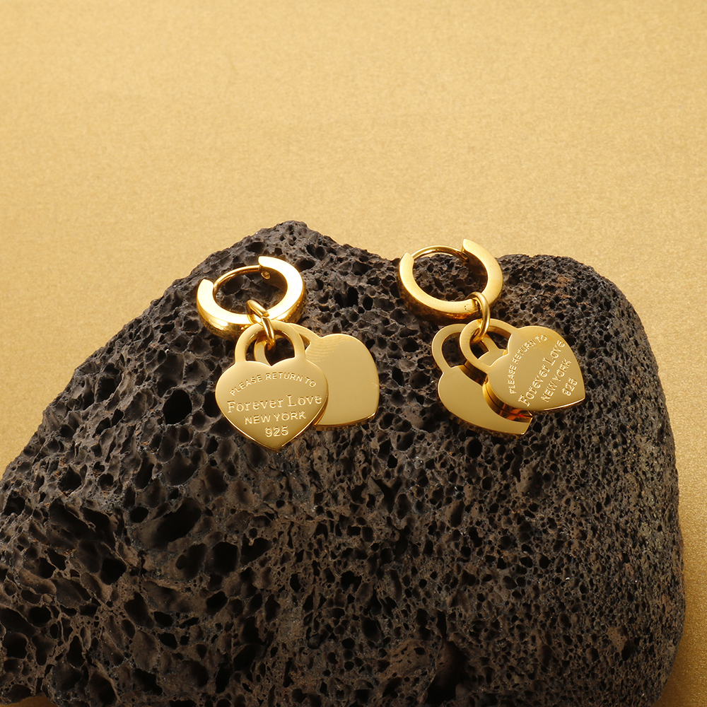 Stainless Steel Trend Lover's Heart Earrings for Women Girls Heart-Shaped Pendant Small Hoop Earrings Charm Love Jewelry