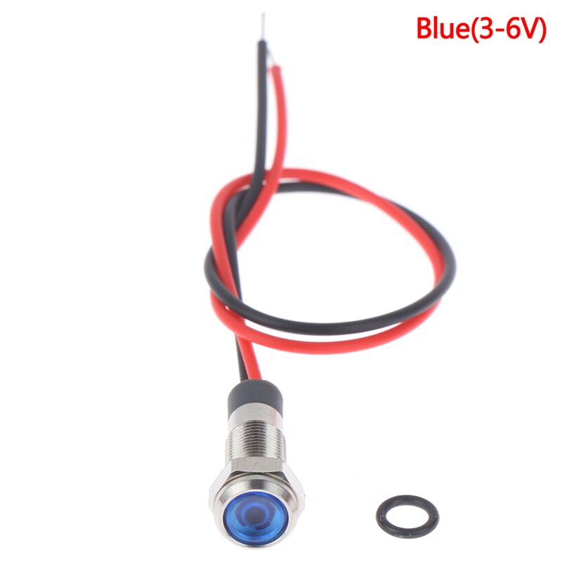 IP67 Waterproof LED Metal Warning Indicator Light 6mm Pilot Signal Lamp 3v-6v/12-24V /220v Red Yellow Blue Green White: Blue 3-6V