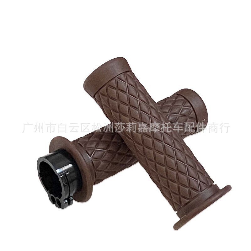 Empuñaduras de manillar de motocicleta Retro, agarre de acelerador Universal de 25MM y 28MM para Kawasaki, Yamaha, Harley, 883, 1200, Honda CB400: Dark brown
