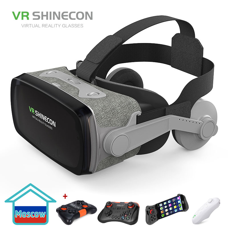 Vr Shinecon G07E 3D Vr Bril Headset Met Oortelefoon Voor 4.7-6.0 Inch Android Ios Smartphones