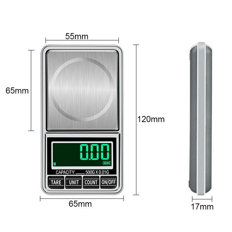 Mini Jewelry Scale USB Charging Pocket Digital Scale 100g/200g/300g/500g 0.1/0.01g Precision Electronic Balance LCD Weight Scale
