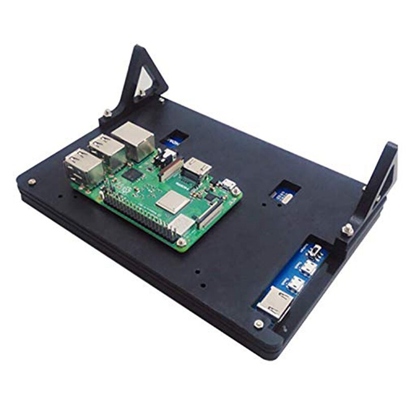 Soporte de pantalla LCD para Raspberry Pi 3, carcasa acrílica, color negro, 7 pulgadas