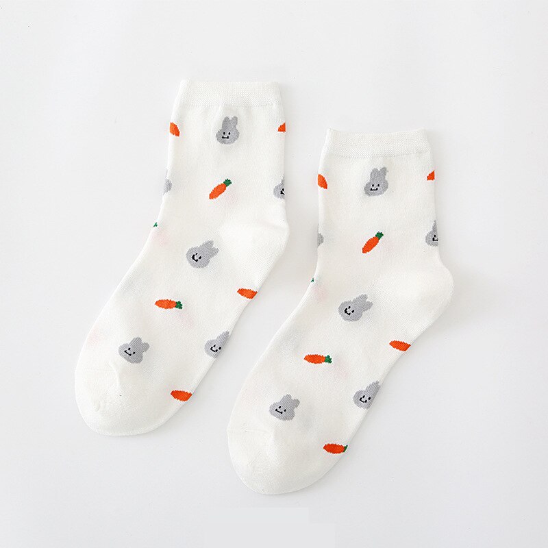 Zomer cartoon watermeloen wortel ei konijn strik pizza kers koekje vrouwen koreaanse versie van sokken straatsokken: 4