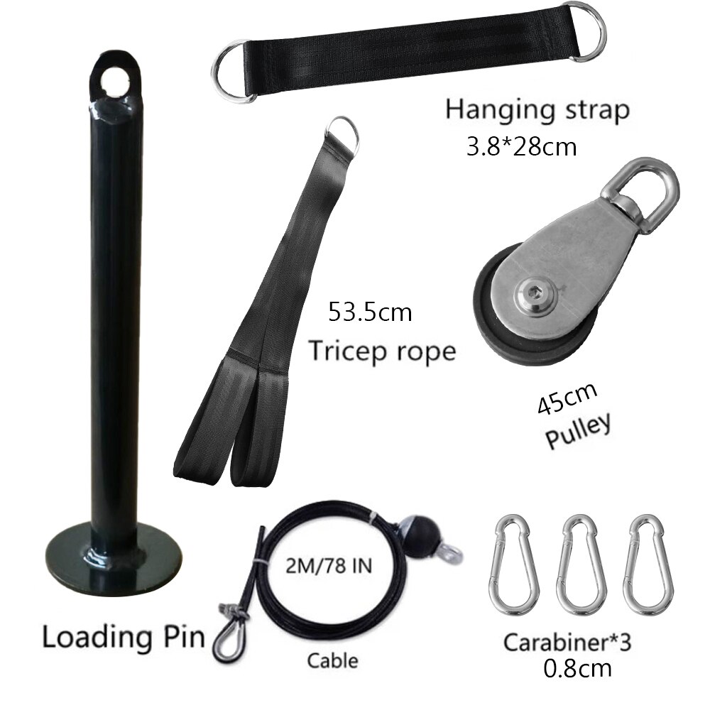 Sistema de Cable de polea para acondicionamiento físico, cuerda para tríceps de carga DIY, máquina de entrenamiento, longitud ajustable, accesorios deportivos para gimnasio en casa # Y7: Black