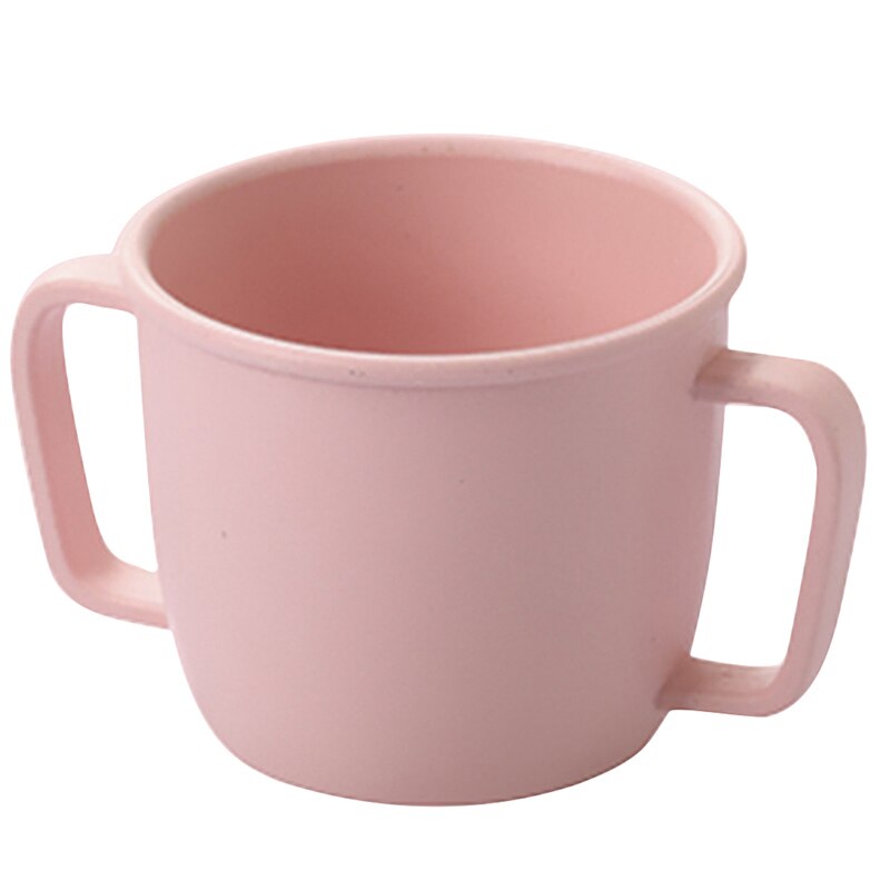 Milieuvriendelijke waterbeker voor kinderen, dubbele handgreep, melkbeker, bamboevezels, babybeker, voedingsbenodigdheden: Roze