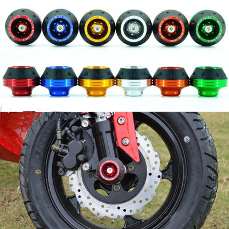 2 uds. De deslizadores de marco de rueda delantera de horquilla de aleación de aluminio CNC, herramienta de protección contra caídas de amortiguación, accesorios para Scooter, coche y motocicleta