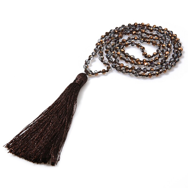 Boho Long Fringe Tassel Necklaces Women Glass Beads Crystal Statement Collar Bohemian Jewelry: 11