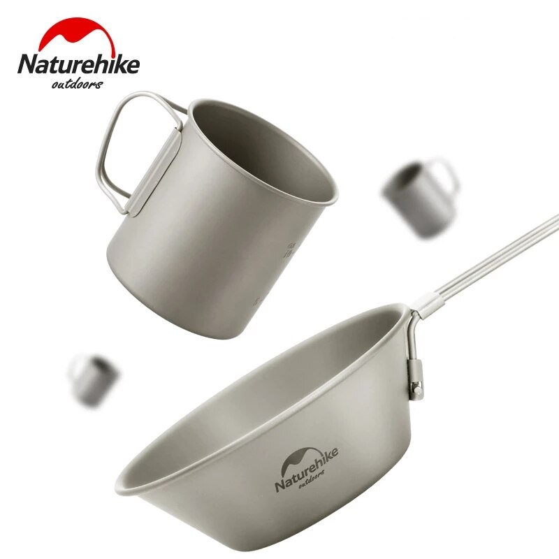 Naturehike Ultralight Titanium Cup Outdoor Camping Picknick Bier Kopje Water Cup Mok Theekopje Servies Met Cover Opvouwbare Handvat