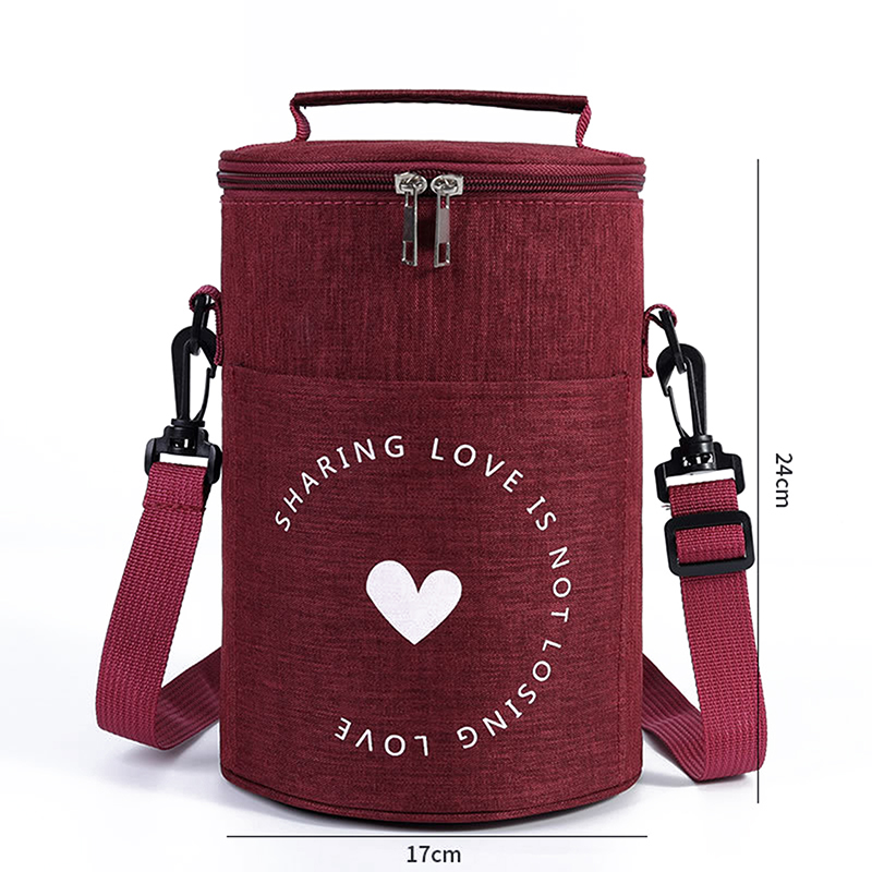 Large-Capacity Portable Lunch Bag Fresh-Keeping Thickened Lunch Box Bag Round Barrel Aluminum Foil Insulation Bags: green