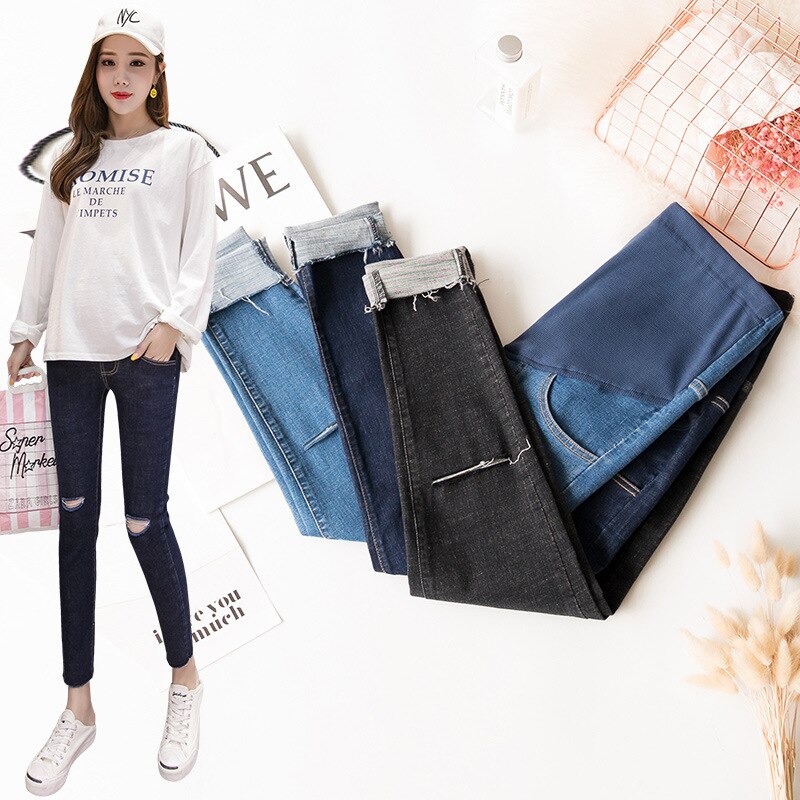 Mutterschaft Neunte Hosen strecken Jeans Für Schwangere Frauen Kleidung Dünne See Hosen Denim Schwangerschaft Jeans Mutterschaft Bauch Hosen