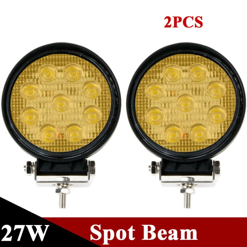 Light Car Light Bar Spot Offroad Driving Fog Lamp 12V-24V 3000K Amber 4-Inch 27W Amber LED