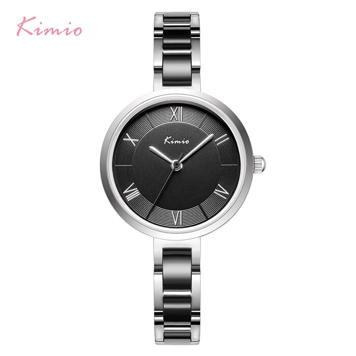 Kimio kvinner hvit imitert keramisk armbånd klokker enkel stor urskive dame kvarts klokke romersk skala armbåndsur: 1474