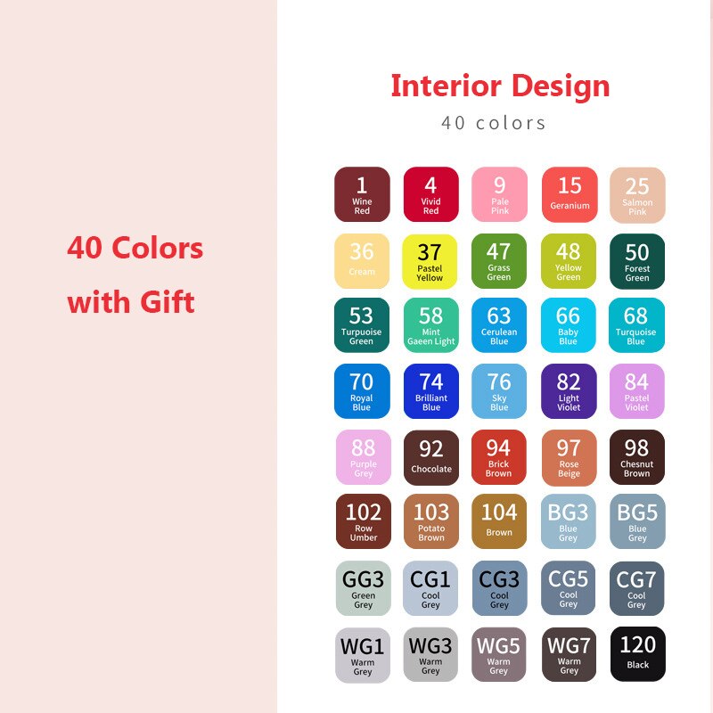 12/24/36/48/60 Colors Dual Tip Fine Liner Art Marker Pens Set Watercolor Drawing Painting Markers Pen Brush Schoo: 40 Color B