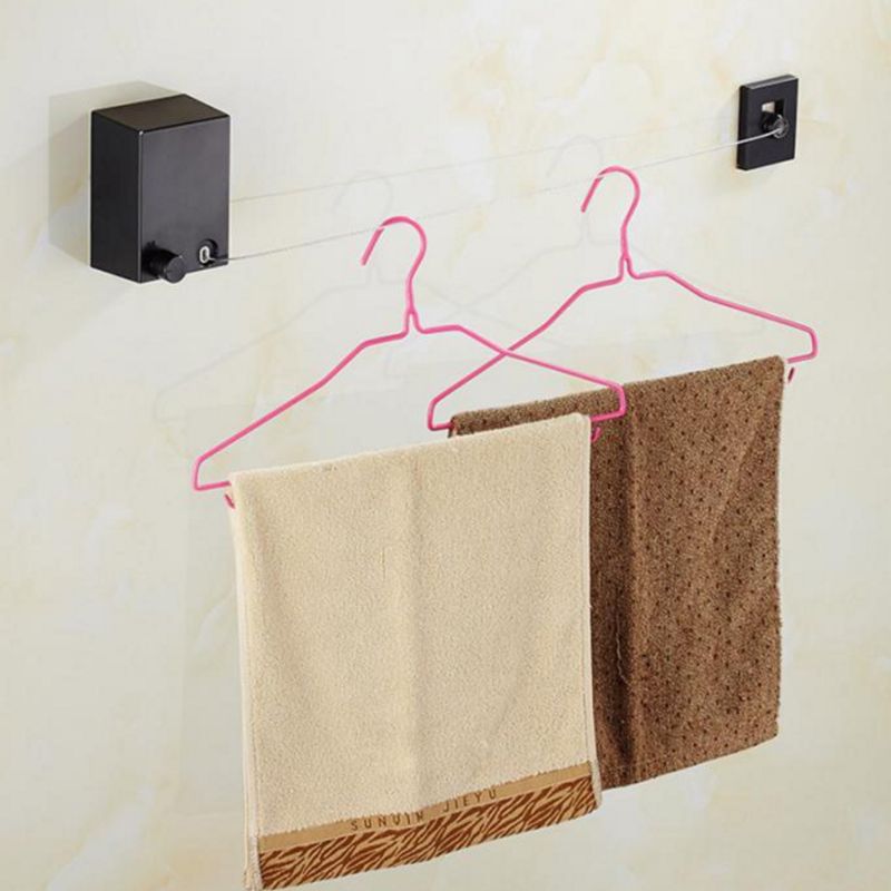 Stainless Steel Retractable Indoor Clothes Line Rope Wall Hanger Drying Rack Balcony Bathroom Invisible Clothesline