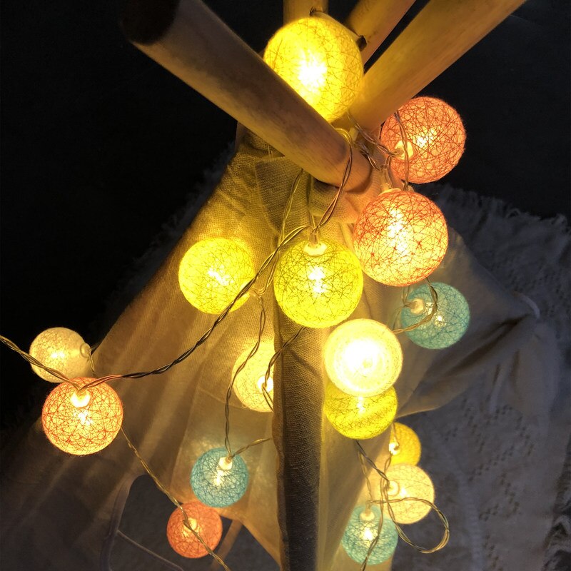 10/20 LED Cotton Ball Led Lights Battery Powered Festoon Led Light Garland Fairy Lights Year Room Decor Christmas Decoration