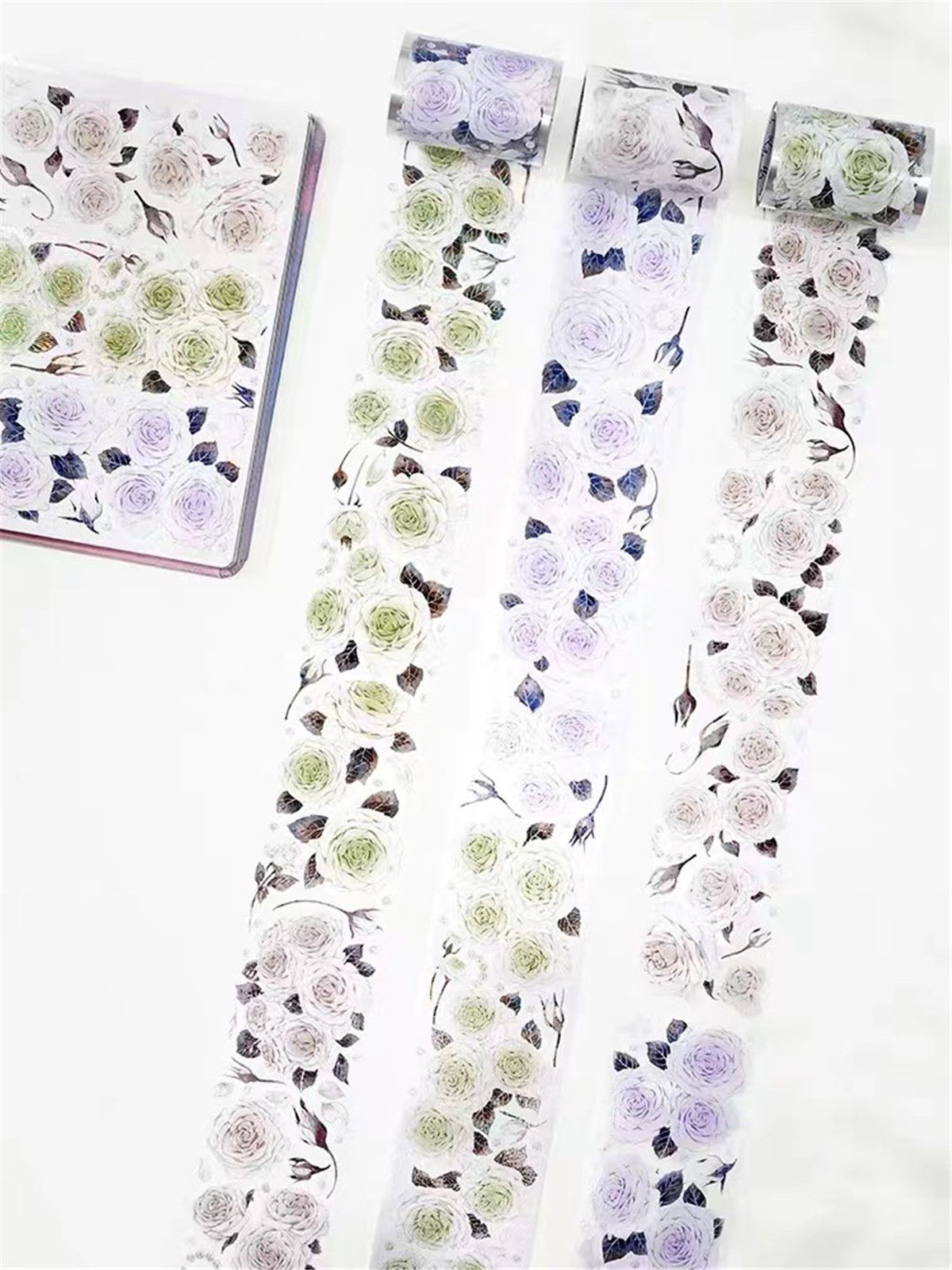 Vintage Roze Groene Paarse Roos Washi Pet Tape Voor Planner Card Maken Diy Scrapbooking Plan Decoratieve Sticker