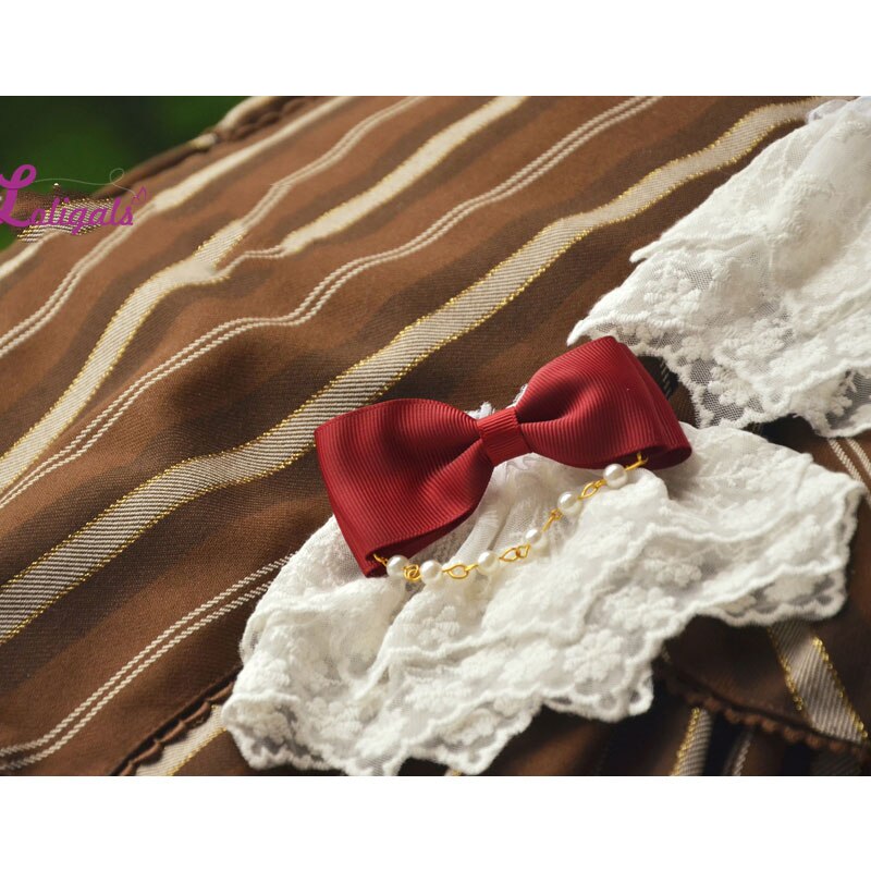 Gorgeous Lolita Armband Kant Manchetten met Boog Knoop: Rood