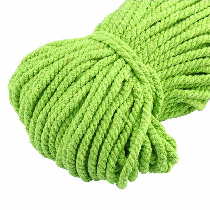 Cordon torsadé en Coton 100% avec 3 parties, 30 mètres, 5mm, corde pour sac, accessoires de couture, décoration pour bricolage: Grassgreen