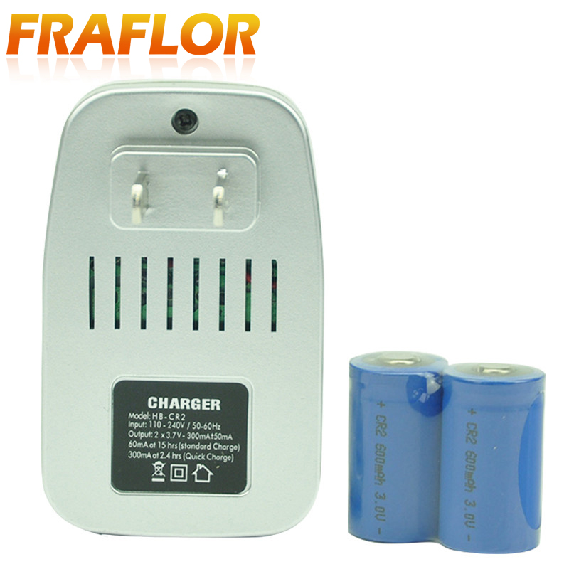 2 Stuks 3.0V CR2 Batterij 3V Li-Ion Oplaadbare Batterij Camera Batterijen + 1 Stuk CR2 Batterij Oplader Voor telescoop Camera
