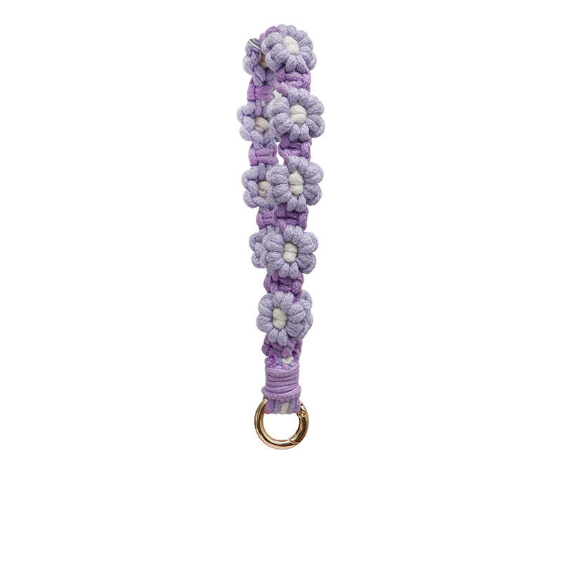Cordão de Flor de Margarida em Crochê, Alça de Pulso Antiperda para Telefone, Mulheres e Meninas, Pingentes para Bolsa Feitos à Mão, Porta-chaves, Presentes